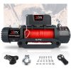 XPV Electric Winch 10000 LBS 12V Synthetic Rope Load Capacity Red Rope Jeep Towing Truck Off Road