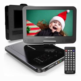 DBPOWER 12" Portable DVD Player with 10" Swivel Display Screen, 5-Hour Rechargeable Battery SD/ USB Port, with 1.8m Car Charger, Power Adaptor and Car