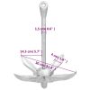 Folding Anchor with Rope Silver 3.3 lb Malleable Iron