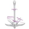 Folding Anchor with Rope Silver 8.8 lb Malleable Iron