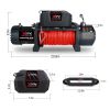 XPV Electric Winch 10000 LBS 12V Synthetic Rope Load Capacity Red Rope Jeep Towing Truck Off Road