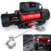 XPV Electric Winch 10000 LBS 12V Synthetic Rope Load Capacity Red Rope Jeep Towing Truck Off Road