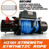 12000LBS SYNTHETIC ROPE WINCH. Load Capacity Electric Winch Kit; Waterproof IP67 Electric Winch with Hawse Fairlead; with Wireless Handheld Remote and