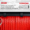 XPV Electric Winch 10000 LBS 12V Synthetic Rope Load Capacity Red Rope Jeep Towing Truck Off Road