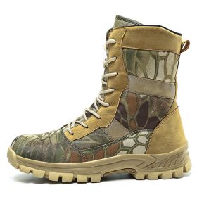 Waterproof Military Men Tactical Boots Camouflage Disguise Outdoor Hunting Boots for Men Mid-calf Trekking Shoes Size 39-45 (Color: Camouflage, size: 42)