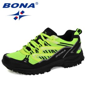 BONA 2022 New Designers Popular Sneakers Hiking Shoes Men Outdoor Trekking Shoes Man Tourism Camping Sports Hunting Shoes Trendy (Color: Charcoal grey Fgreen, size: 8)