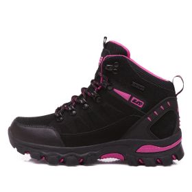 Waterproof Hiking Shoes Men Women Sneakers Mountain Climbing Shoes Outdoor Unisex Sport Hunting Boots Men Trekking Shoes (Color: black pink, size: 36)