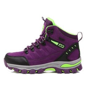 Waterproof Hiking Shoes Men Women Sneakers Mountain Climbing Shoes Outdoor Unisex Sport Hunting Boots Men Trekking Shoes (Color: Purple, size: 41)