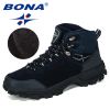 BONA New Designers Genuine Leather Hiking Shoes Winter Sneakers Men Mountain Man Tactical Hunting Footwear Plush Warm Shoes