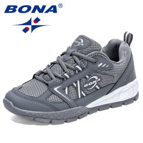 BONA 2022 New Designers Hiking Shoes Leather Wear-resistant Shoe Men Sports Trekking Walking Hunting Jogging Sneakers Mansculino (Color: Dark grey S gray, size: 10.5)