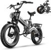 EUY Electric Bike for Adults 1000W Motor 48V 25Ah Removable Samsung Cells Battery 30MPH 40-60Miles 20"x4.0 Fat Tire Ebike Snow Beach Mountain Bike wit