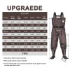 UPGRADE Fishing Waders for Men&Women with Boots Waterproof;  Nylon Chest Wader with PVC Boots & Hanger Brown